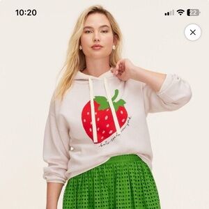 Kate Spade White Strawberry Graphic Hoodie